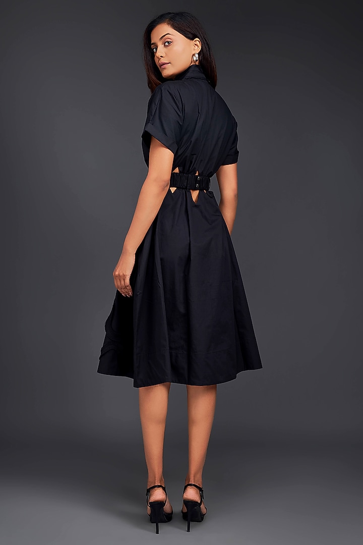 Black Cotton A-Line Summer Dress by Deepika Arora at Pernia's Pop Up Shop