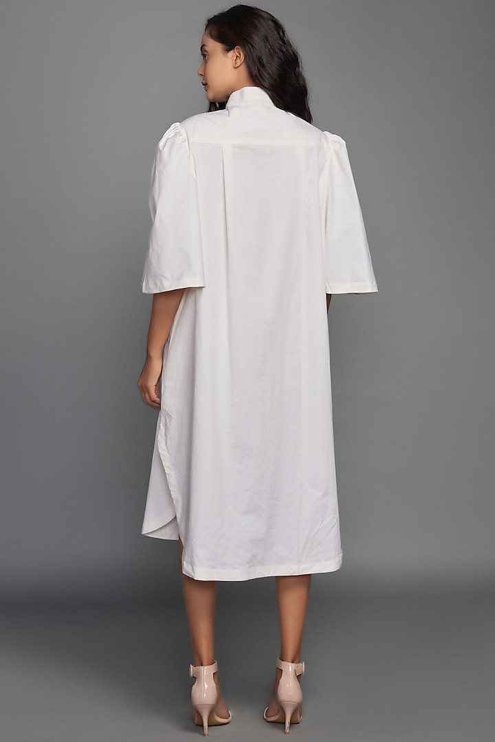 White Cotton Summer Shirt Dress With Belt by Deepika Arora at Pernia's Pop Up Shop