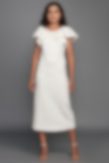 White Ponte Roma Bodycon Summer Dress by Deepika Arora at Pernia's Pop Up Shop