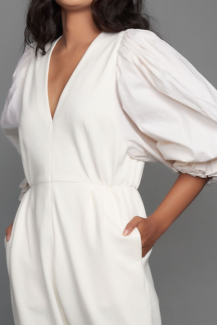 White Jumpsuit With Belt by Deepika Arora at Pernia's Pop Up Shop 2025