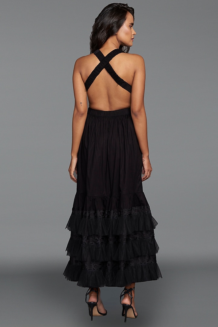 Black Layered Summer Dress by Deepika Arora at Pernia's Pop Up Shop