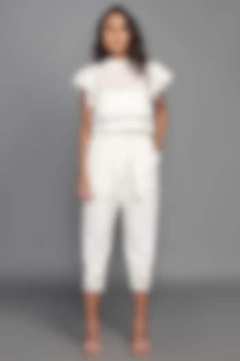 White Calf-Length Pant Set by Deepika Arora at Pernia's Pop Up Shop