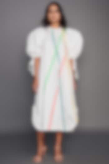 White Striped Midi Dress by Deepika Arora