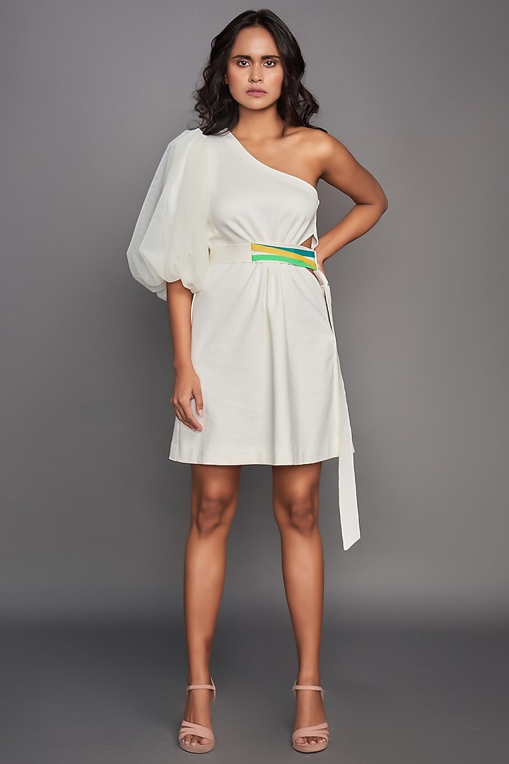 White One-Shoulder Summer Dress by Deepika Arora at Pernia's Pop Up Shop