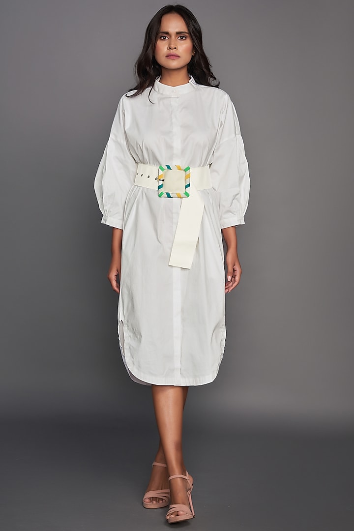 White Cotton Shirt Dress by Deepika Arora