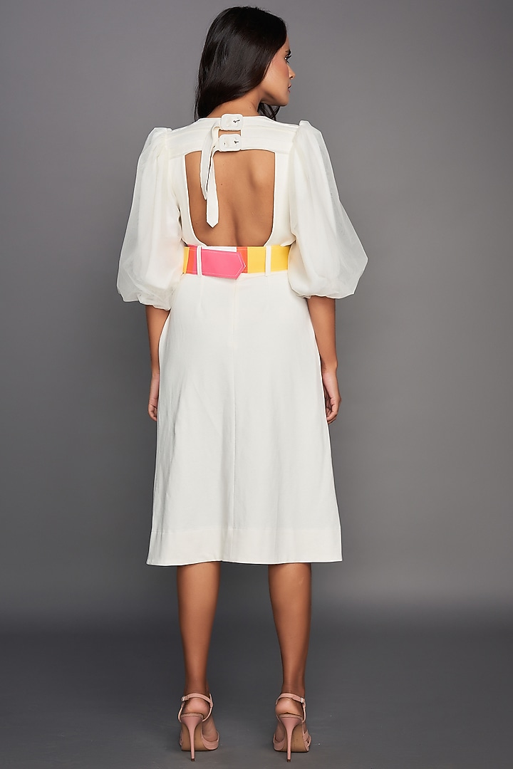 White Cotton Midi Summer Dress by Deepika Arora at Pernia's Pop Up Shop