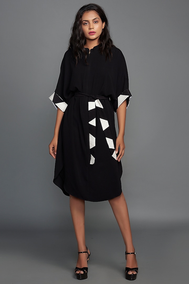 Black Georgette Midi Dress by Deepika Arora