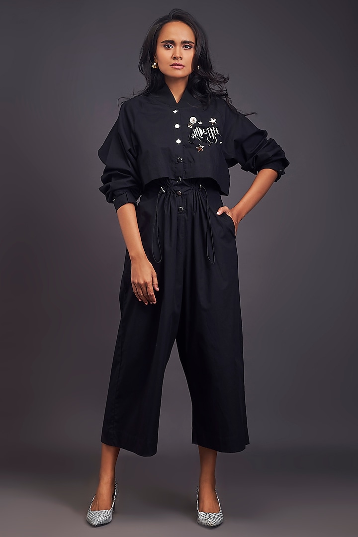 Black Cotton Jumpsuit by Deepika Arora at Pernia's Pop Up Shop