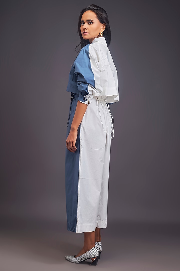 Blue & White Cotton Jumpsuit by Deepika Arora at Pernia's Pop Up Shop