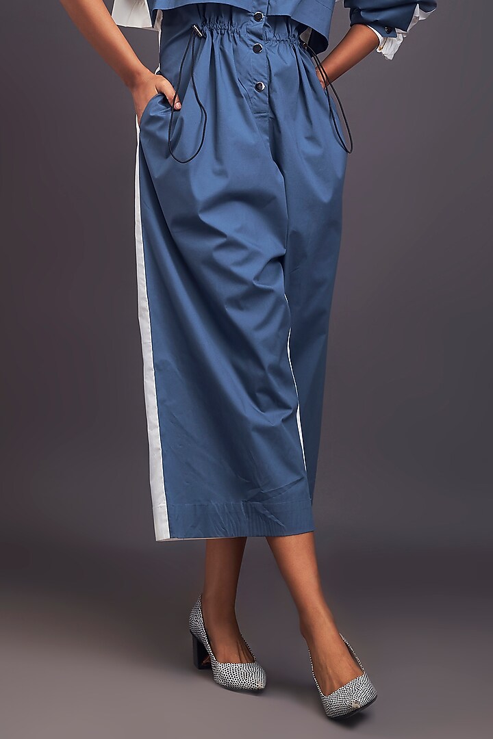 Blue & White Cotton Jumpsuit by Deepika Arora at Pernia's Pop Up Shop