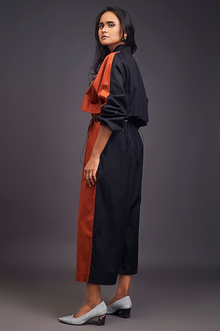 Rust & Black Cotton Jumpsuit by Deepika Arora at Pernia's Pop Up Shop