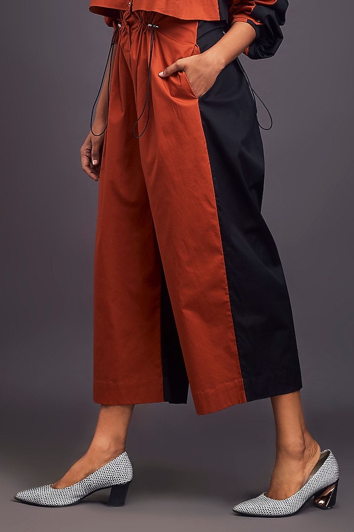 Rust & Black Cotton Jumpsuit by Deepika Arora at Pernia's Pop Up Shop