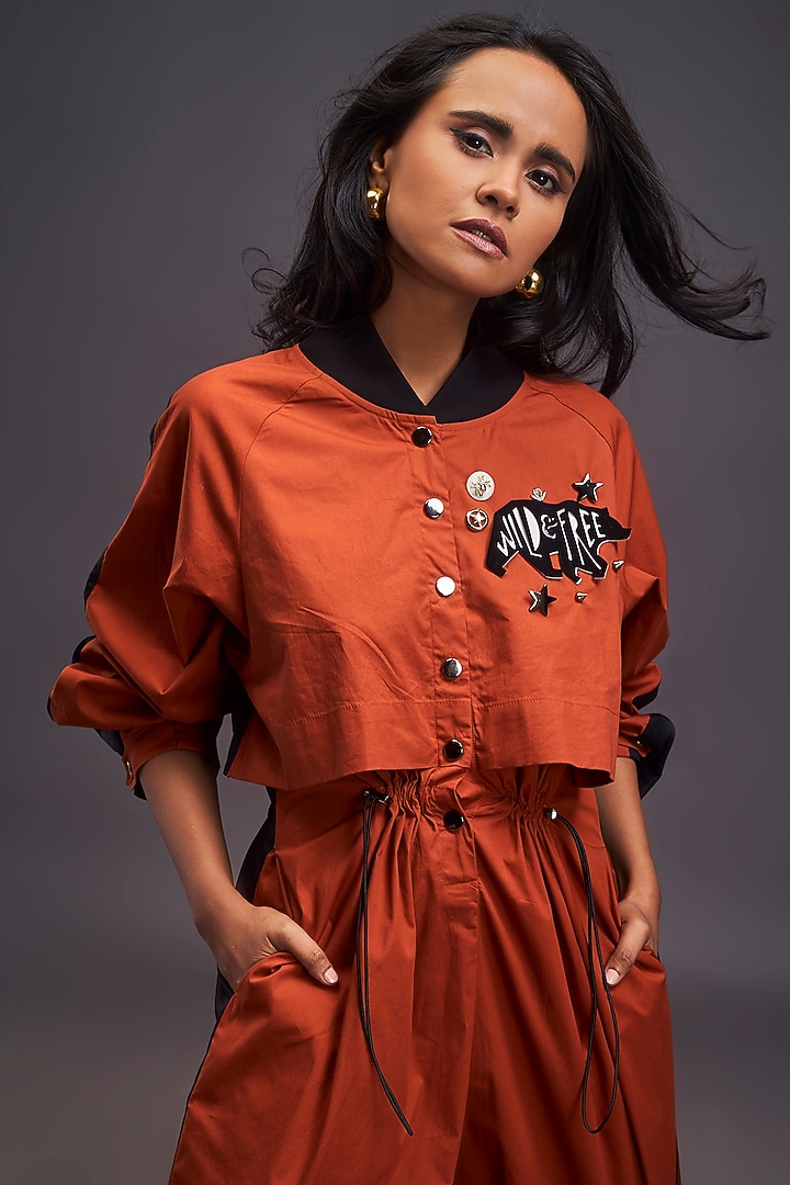 Rust Black Cotton Jumpsuit by Deepika Arora at Pernia's Pop Up