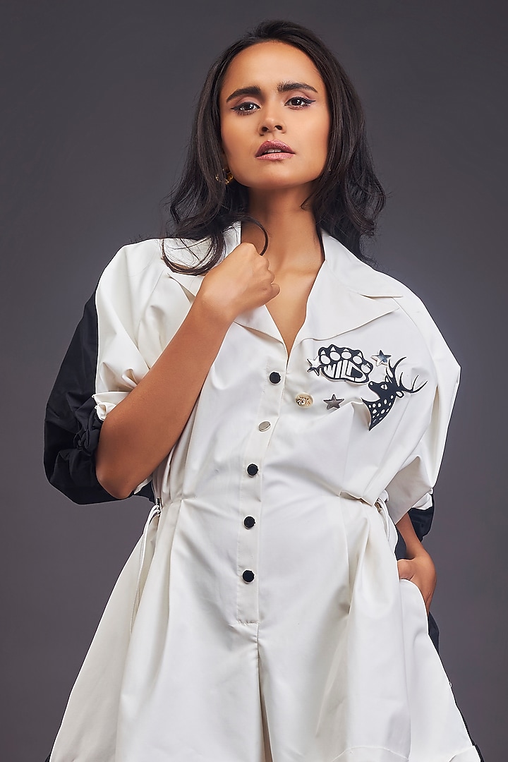 Black & White Cotton Embroidered Summer Dress by Deepika Arora at Pernia's Pop Up Shop
