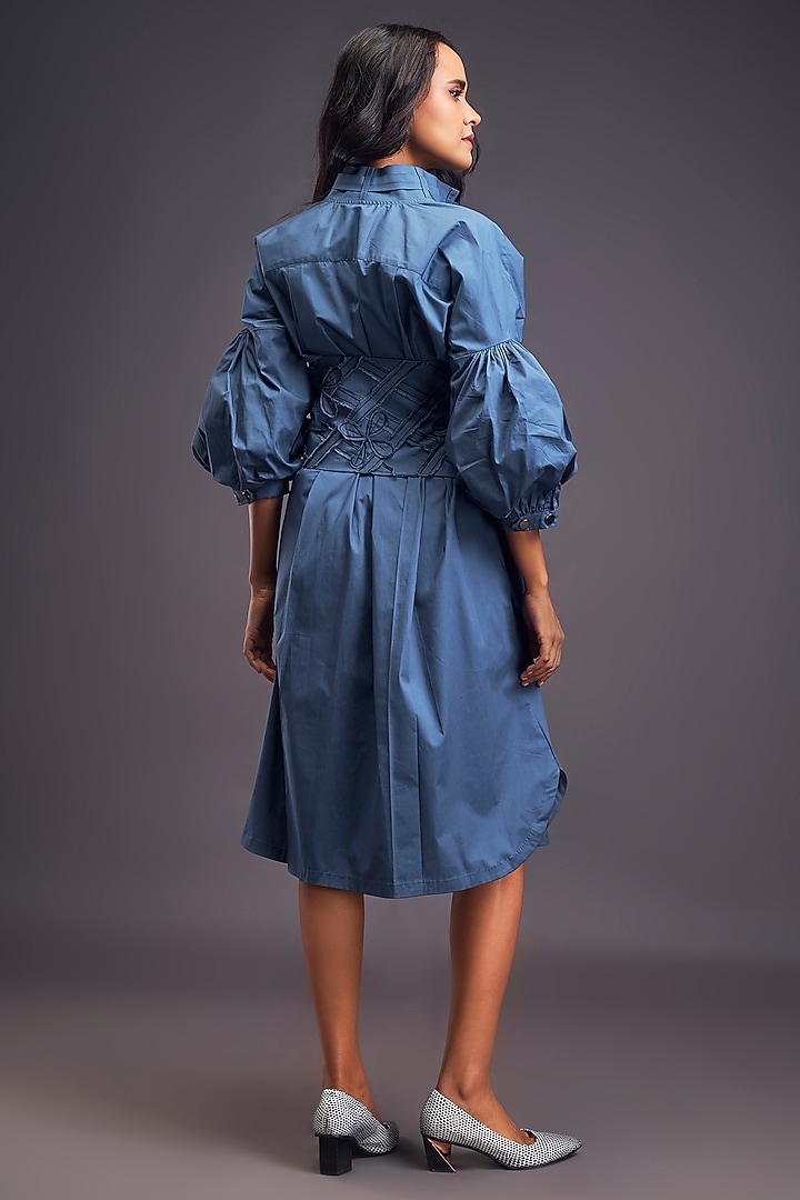 Blue Cotton Summer Shirt Dress by Deepika Arora at Pernia's Pop Up Shop