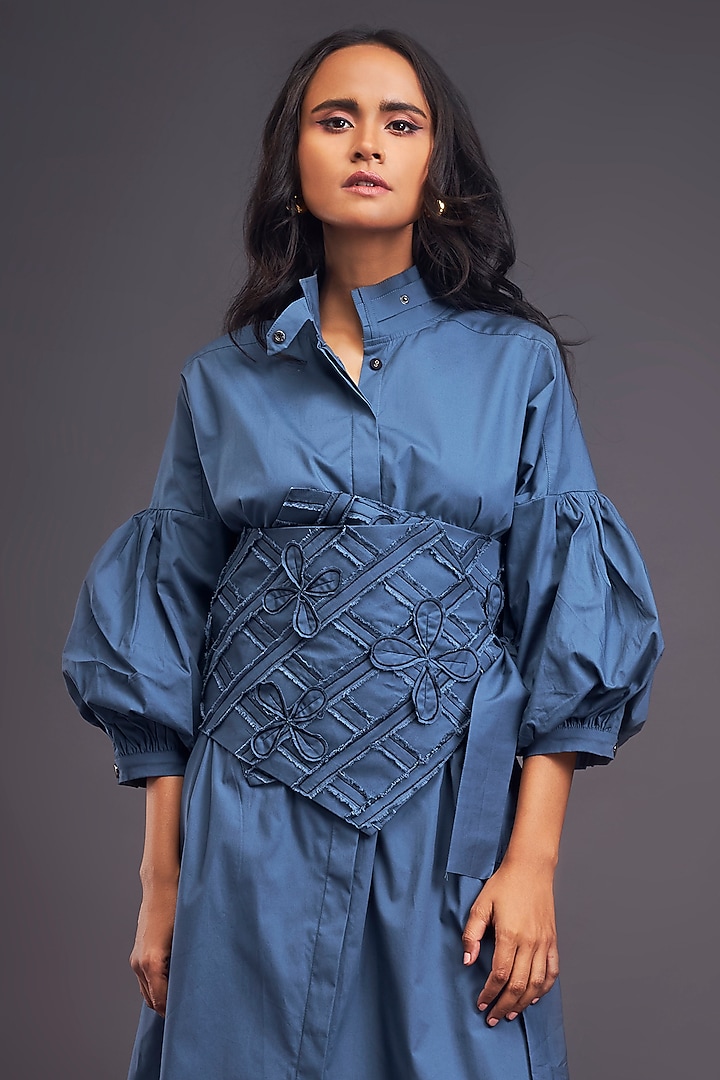 Blue Cotton Summer Shirt Dress by Deepika Arora at Pernia's Pop Up Shop