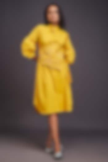 Yellow Cotton Shirt Dress by Deepika Arora at Pernia's Pop Up Shop