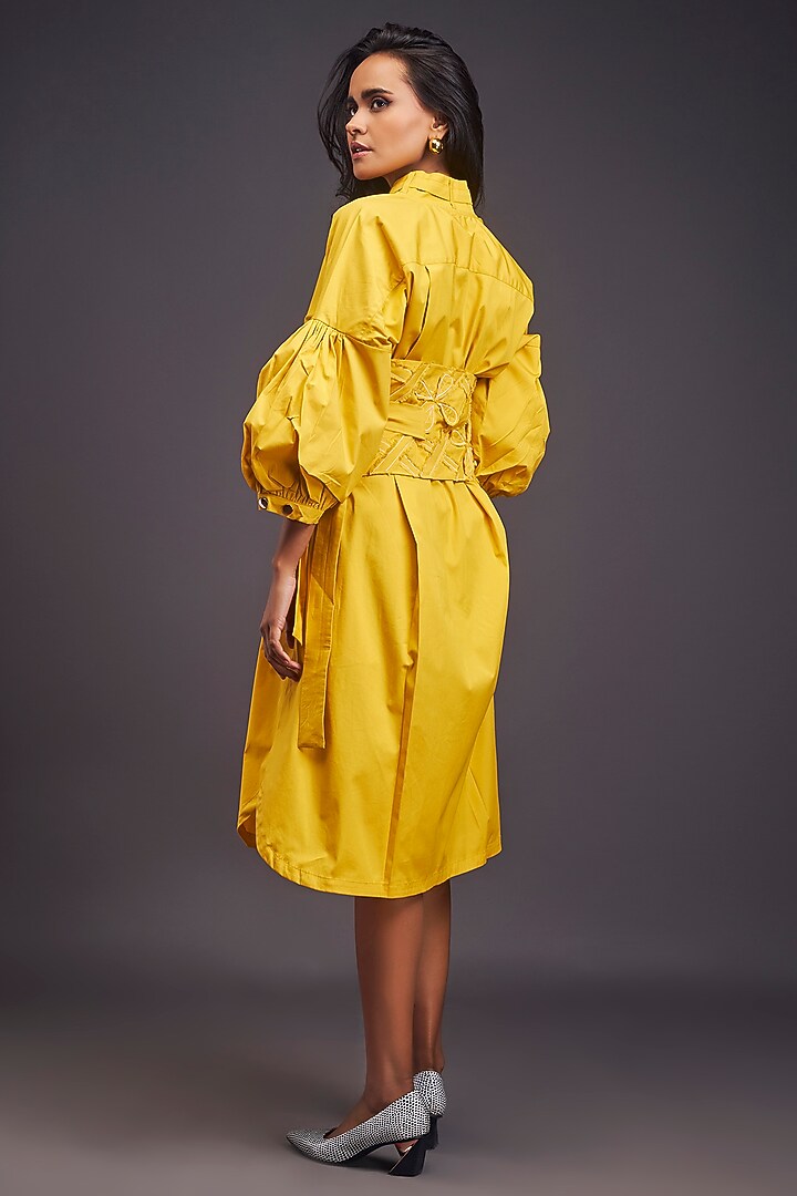 Yellow Cotton Summer Shirt Dress by Deepika Arora at Pernia's Pop Up Shop