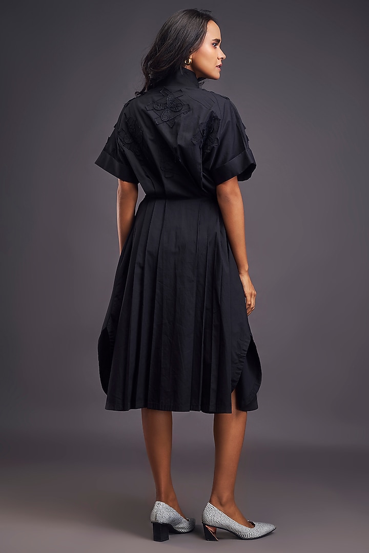 Black Cotton Patchwork Oversized Summer Shirt Dress by Deepika Arora at Pernia's Pop Up Shop