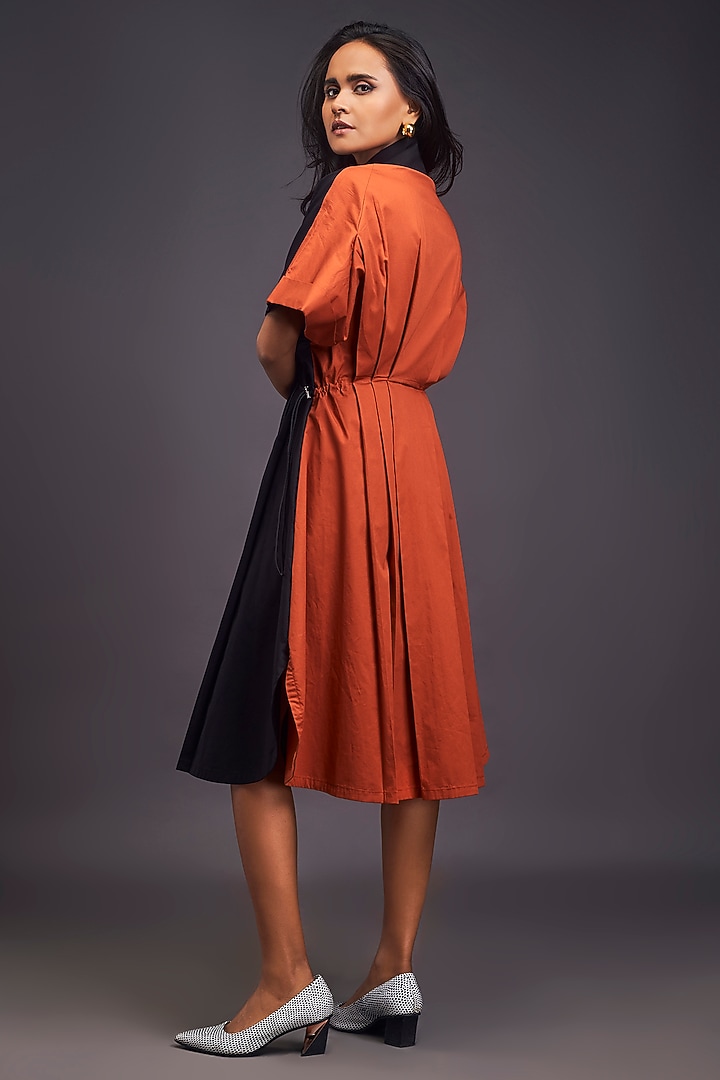Black & Rust Patchwork Oversized Summer Shirt Dress by Deepika Arora at Pernia's Pop Up Shop