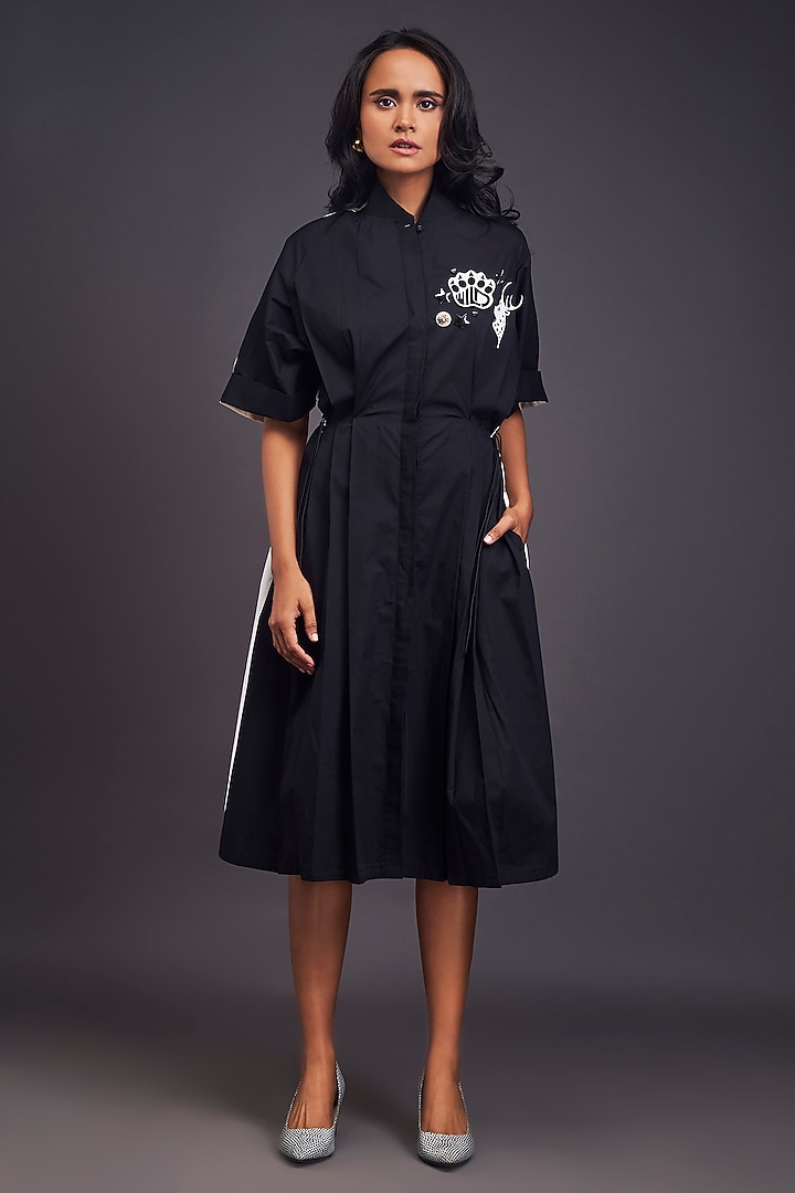 Black & White Patchwork Oversized Summer Shirt Dress by Deepika Arora at Pernia's Pop Up Shop