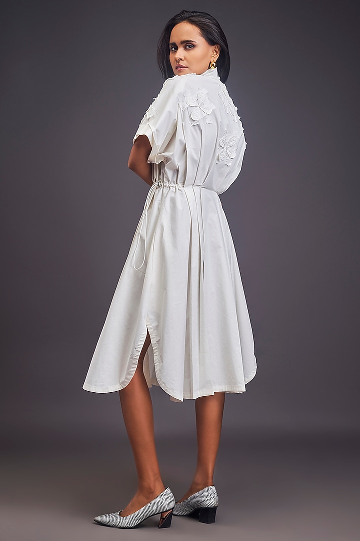 White Patchwork Oversized Summer Shirt Dress by Deepika Arora at Pernia's Pop Up Shop