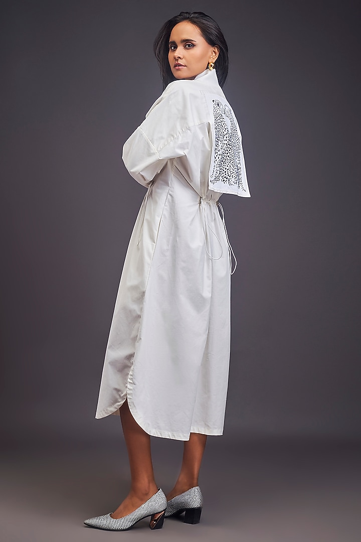 White Cotton Ruched Oversized Midi Summer Dress by Deepika Arora at Pernia's Pop Up Shop