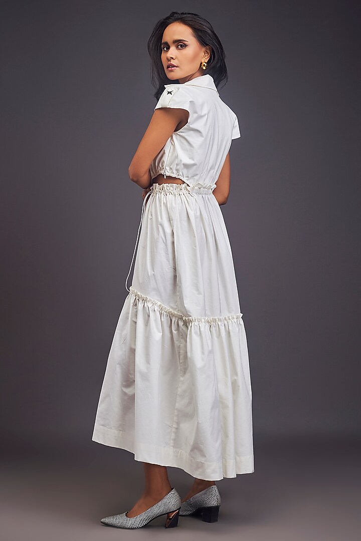 White Cotton Cut-Out Maxi Summer Dress by Deepika Arora at Pernia's Pop Up Shop