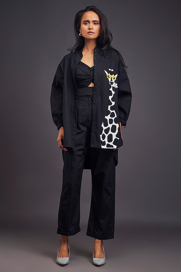 Black Cotton Patch Work Co-Ord Set by Deepika Arora at Pernia's Pop Up Shop