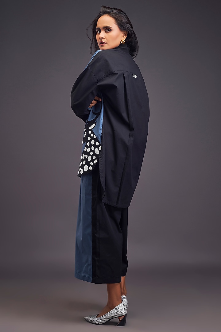 Blue & Black Cotton Patch Work Co-Ord Set by Deepika Arora at Pernia's Pop Up Shop