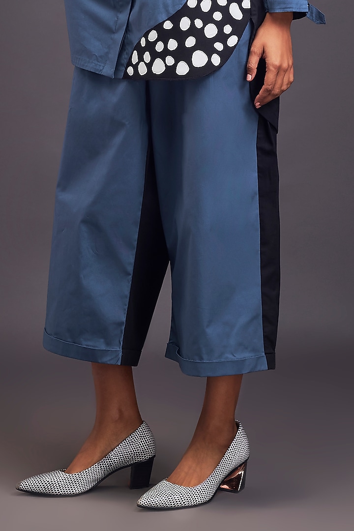 Blue & Black Cotton Patch Work Co-Ord Set by Deepika Arora at Pernia's Pop Up Shop