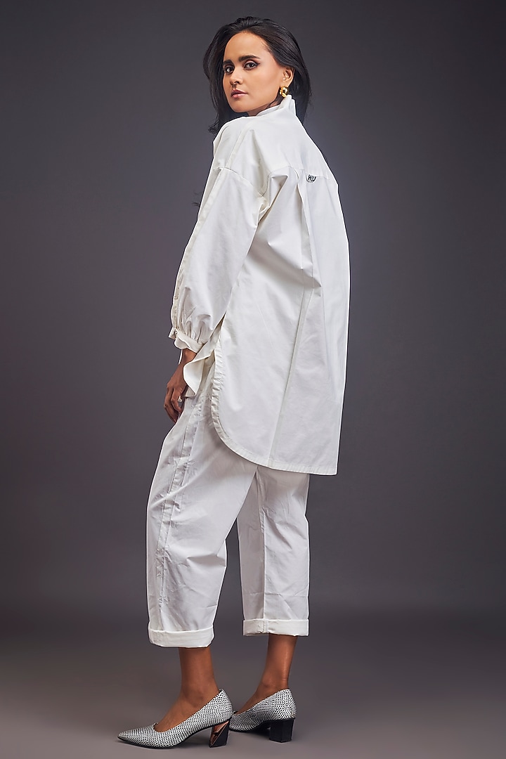 White Cotton Patch Work Co-Ord Set by Deepika Arora at Pernia's Pop Up Shop