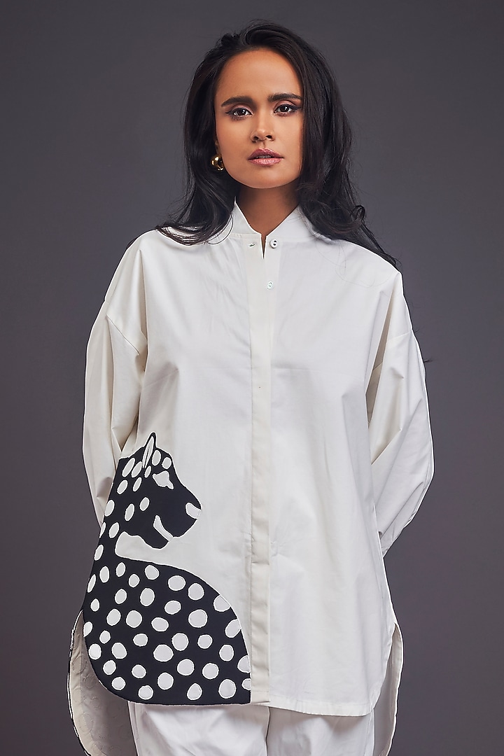 White Cotton Patch Work Co-Ord Set by Deepika Arora at Pernia's Pop Up Shop