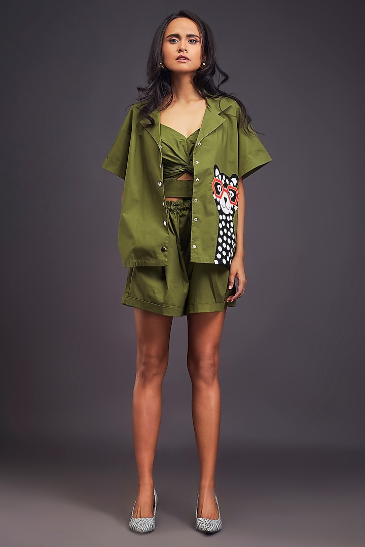 Green Cotton Patch Work Co-Ord Set by Deepika Arora at Pernia's Pop Up Shop