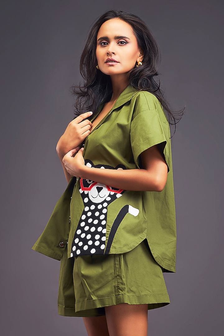 Green Cotton Patch Work Co-Ord Set by Deepika Arora at Pernia's Pop Up Shop