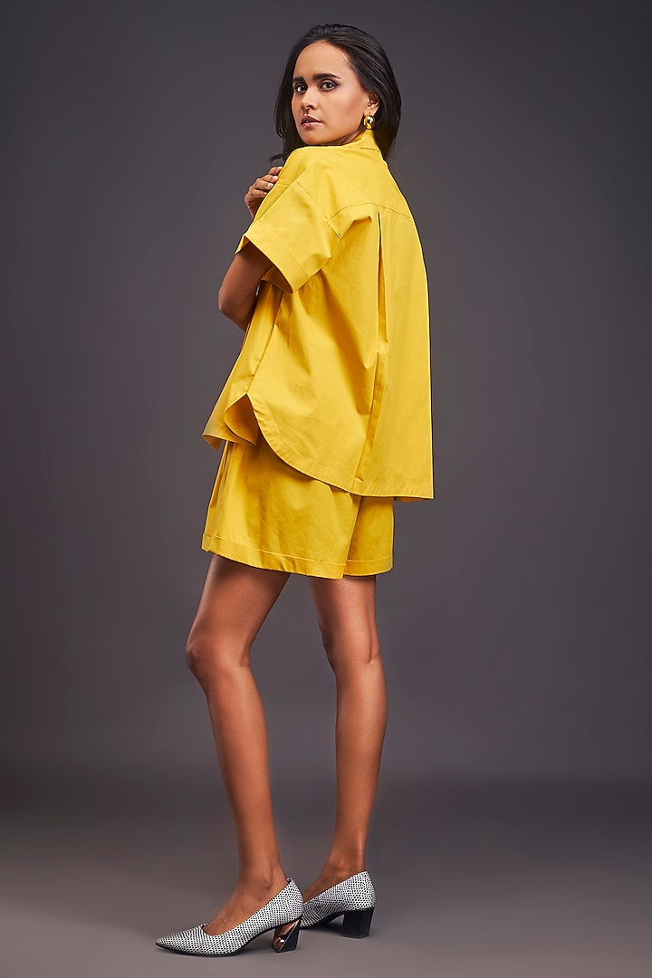 Yellow Cotton Patchwork Co-Ord Set by Deepika Arora at Pernia's Pop Up Shop