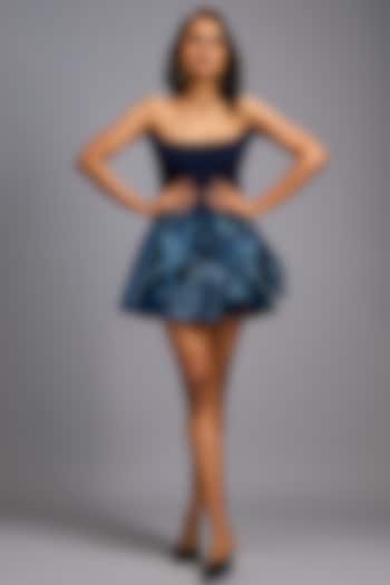 Navy Blue Roma Strapless Mini Vacation Dress by Deepika Arora at Pernia's Pop Up Shop