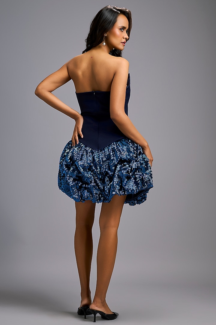 Navy Blue Roma Embroidered Structured Vacation Dress by Deepika Arora at Pernia's Pop Up Shop
