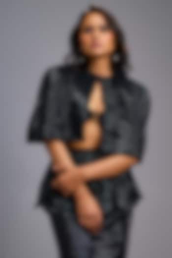 Black Roma Structured Cape by Deepika Arora at Pernia's Pop Up Shop