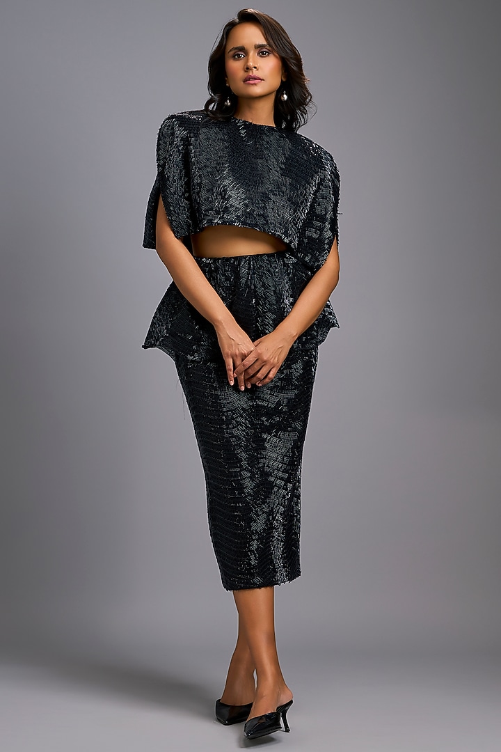 Black Roma Structured Cape by Deepika Arora at Pernia's Pop Up Shop