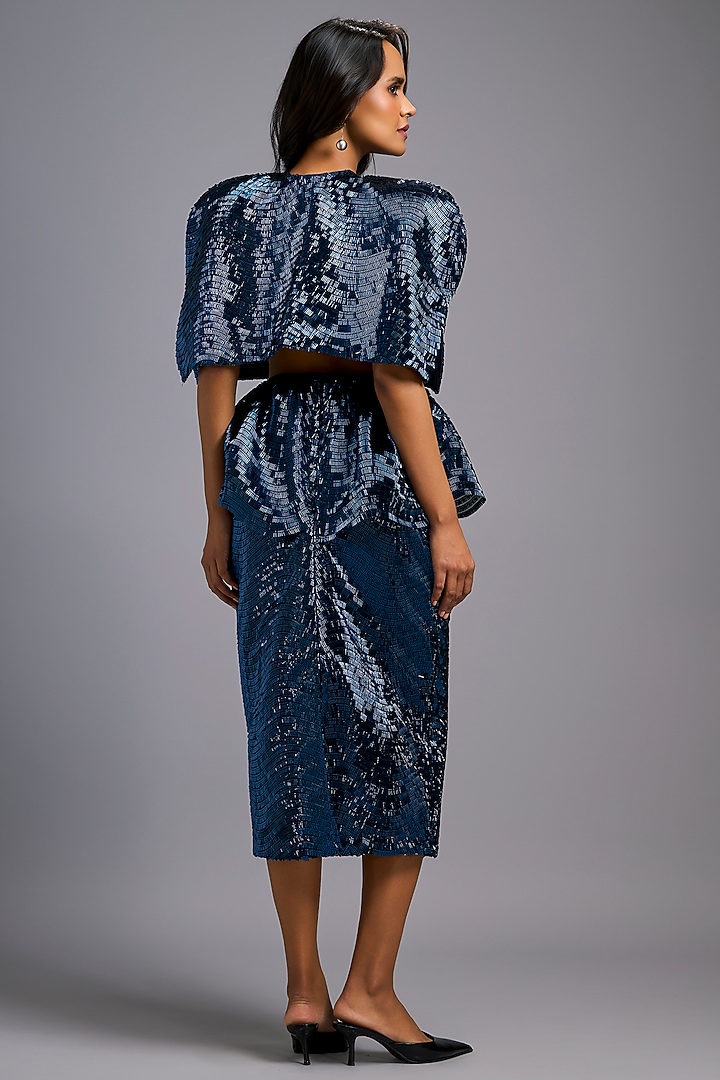Navy Blue Roma Structured Cape by Deepika Arora at Pernia's Pop Up Shop