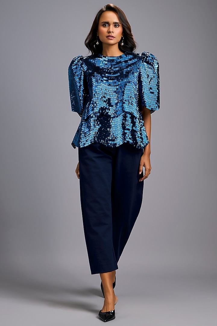 Navy Blue Roma Co-Ord Set by Deepika Arora at Pernia's Pop Up Shop