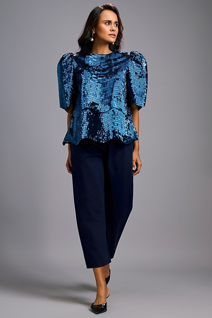 Navy Blue Roma Co-Ord Set by Deepika Arora at Pernia's Pop Up Shop