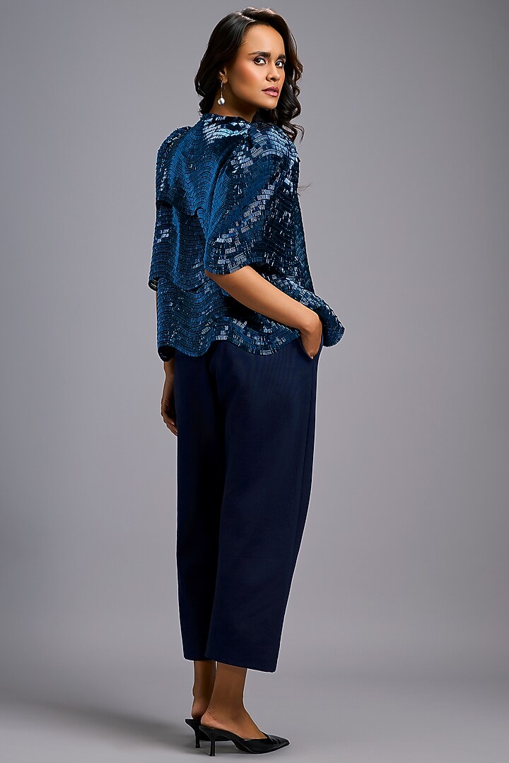 Navy Blue Roma Co-Ord Set by Deepika Arora at Pernia's Pop Up Shop