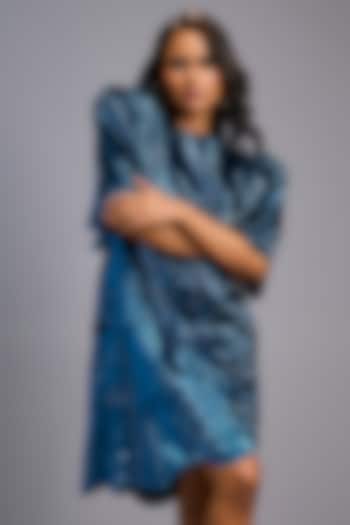 Navy Blue Roma Textured Vacation Dress by Deepika Arora at Pernia's Pop Up Shop