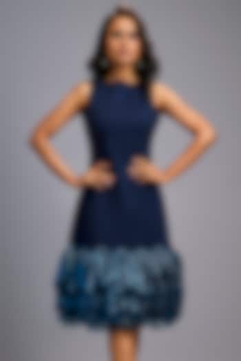 Navy Blue Roma Ruffled Midi Vacation Dress by Deepika Arora at Pernia's Pop Up Shop