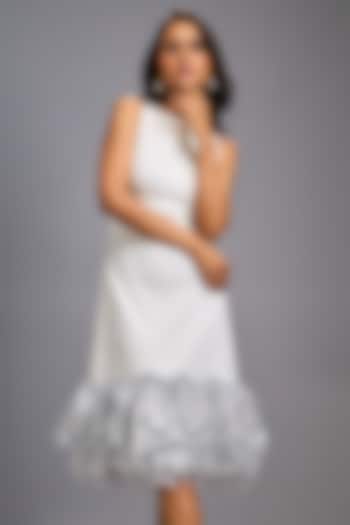 White Roma Ruffled Midi Vacation Dress by Deepika Arora at Pernia's Pop Up Shop