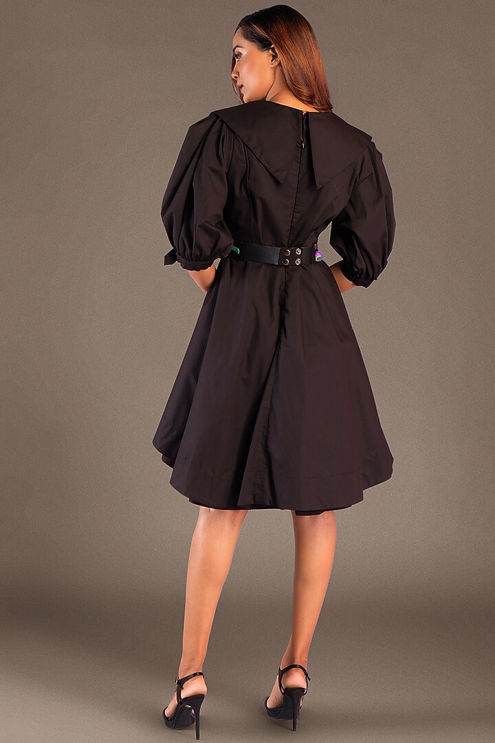 Black A-Line Embroidered Summer Dress by Deepika Arora at Pernia's Pop Up Shop