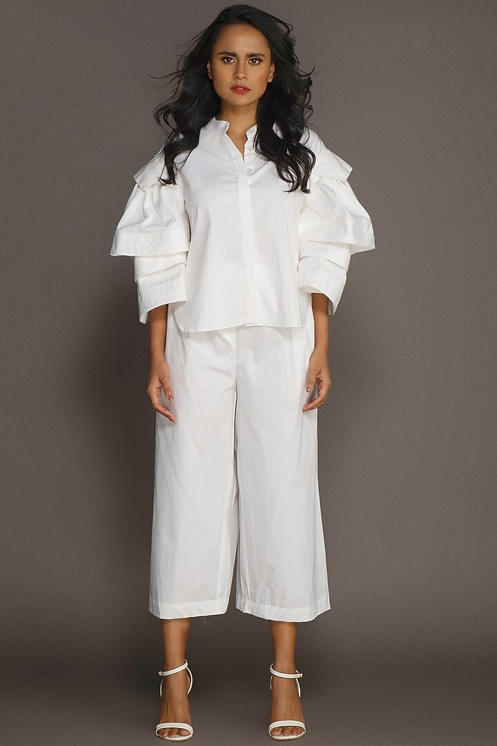 White Cotton Pant Set by Deepika Arora at Pernia's Pop Up Shop