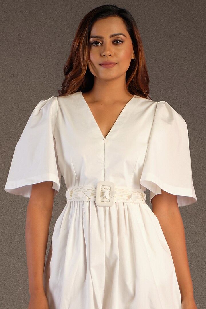 White Embroidered Playsuit by Deepika Arora at Pernia's Pop Up Shop
